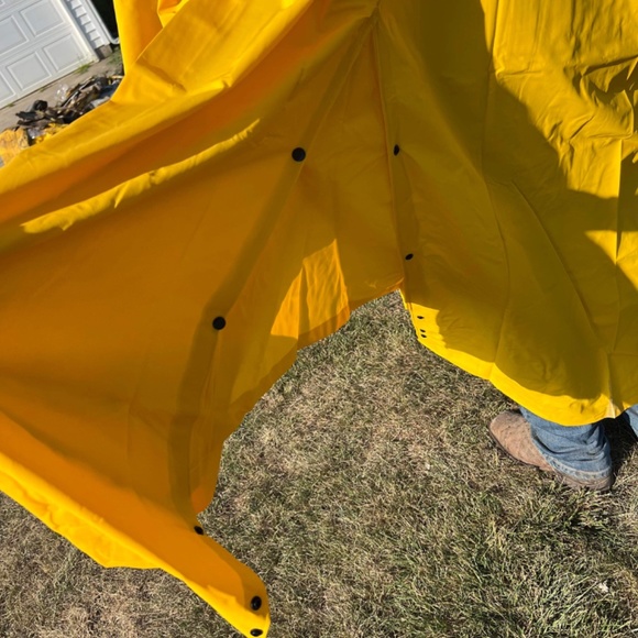 Yellow rain coat with snap on hood - Picture 8 of 8
